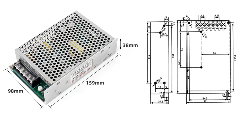 PHLTD DC Viergruppen-Schaltnetzteil Serie Q-60 Größe 159x98x38mm-