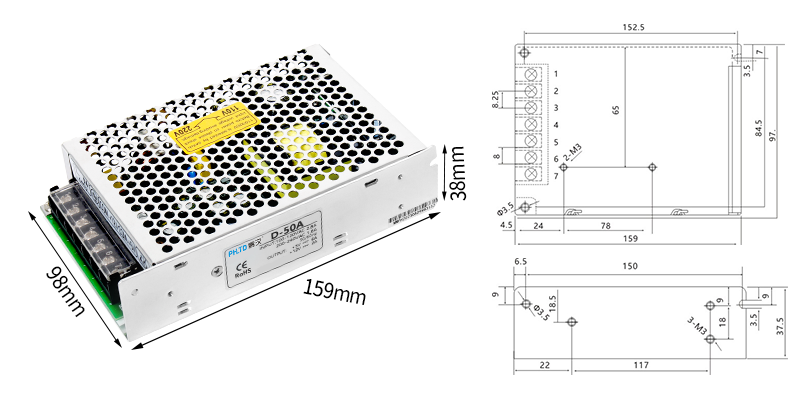 PHLTD Dual Group D-Serie Schaltnetzteil D-50 Modell-