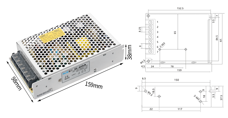 PHLTD Dual Group D-Serie Schaltnetzteil D-60Modell-