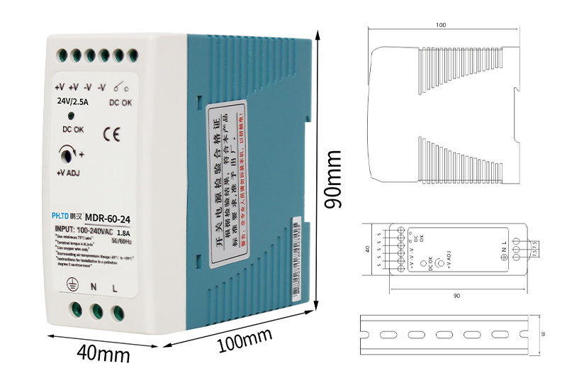 PHLTD MDR Rail Serie Schaltnetzteil 40W60W Größe 40x90x100mm-