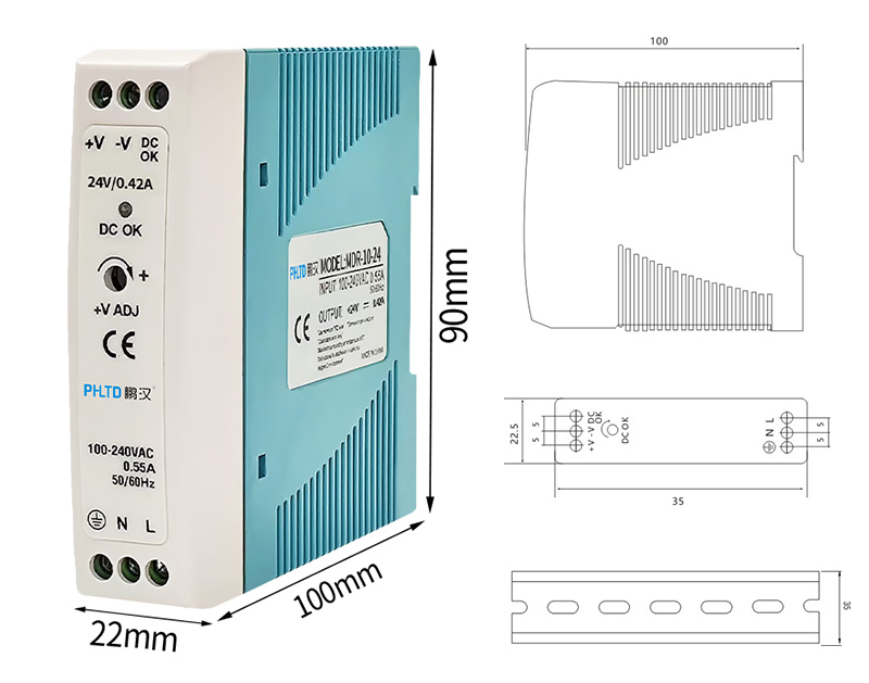 PHLTD MDR Rail Series Schaltnetzteil 10W20W Größe 22,5x90x100mm-