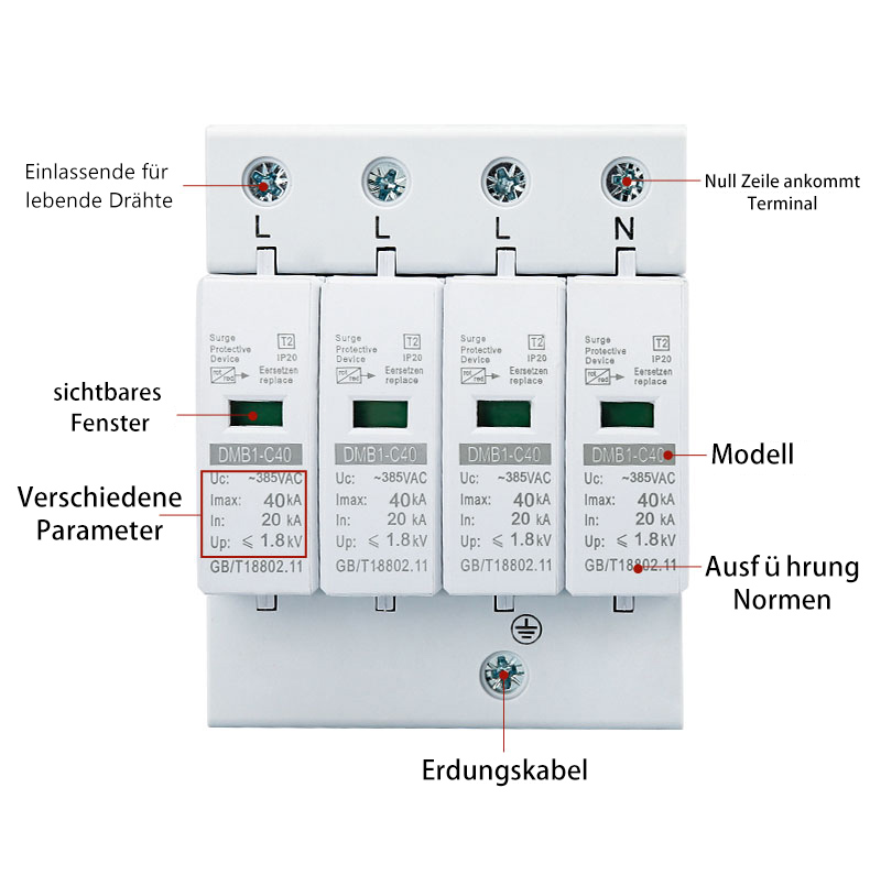 PHLTD Überspannungsschutz Level 1 Netzteil Blitzschutz Gerät Produkt-Layout Beschreibung-