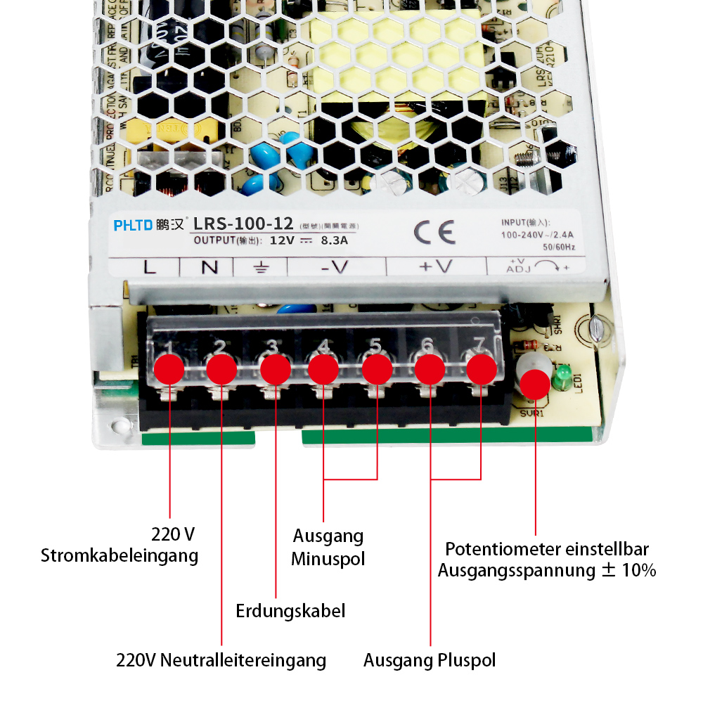 Referenzdiagramm für die Verkabelung des Schaltnetzteils der PHLTD LRS-Serie-