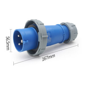 2-1PHLTD Hochstrom-IP67-wasserdichter Industriestecker und -buchse, 3-adrig, 32 A, männliche und weibliche Luftfahrtstecker, Größe 56,5 x 167 mm-