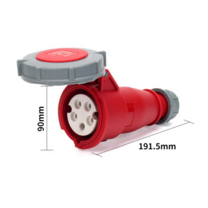 2-3PHLTD Hochstrom IP67 wasserdichter Industriestecker und Buchsenstecker 5-poliger 32A männlicher und weiblicher Luftfahrtstecker, Größe 90 x 191,5 mm-