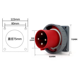 8PHLTD Hochstrom IP67 wasserdichter massiver Messing 4-poliger 63A verdeckter Stecker Größe 104x115mm Durchmesser mm-