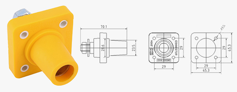 PHLTD 200A Hochleistungs-Bühnenbeleuchtung und Audio, einadriges Rhino-Hochstromkabel, Stecker, Größentabelle für Buchsen-