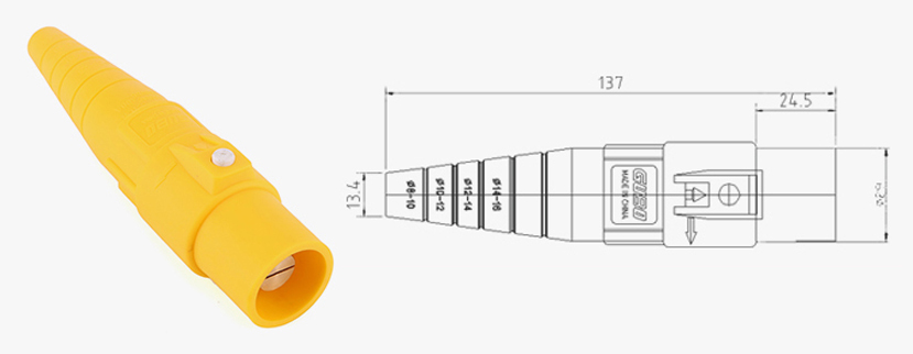 PHLTD 200A Hochleistungs-Bühnenbeleuchtung und Audio, einadriges Rhino-Hochstromkabel, Stecker, Größentabelle für Stecker-