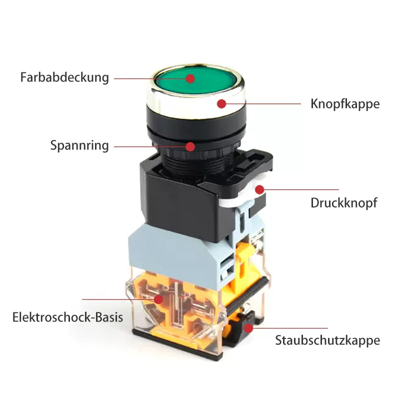 PHLTD 22MM mit Lichtknopfschalter LA38-11DN Netzschalter Start Stopp Selbstrückstellung Selbstverriegelungspunkt Detailanalysediagramm-