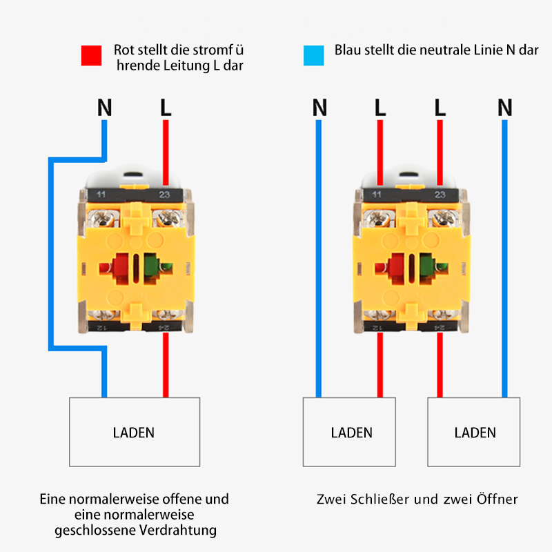 PHLTD 22MM mit Lichtknopfschalter LA38-11DN Netzschalter Start Stopp Selbstrückstellung Selbstverriegelungspunkt Schaltplan-