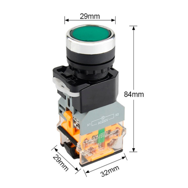 PHLTD 22MM mit licht taste schalter LA38-11DN power schalter start stop selbst reset selbst-locking punkt größe diagramm-