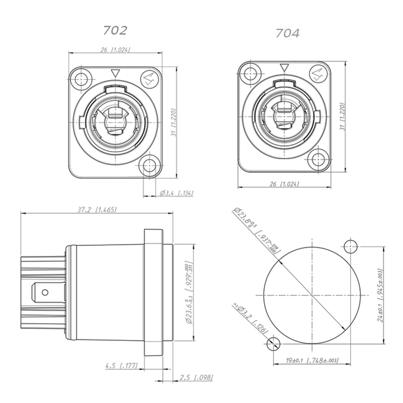 PHLTD Bühnenbeleuchtung Strahl Licht Luftfahrtstecker Netzkabel Stecker Steckdose 20A LED-Anzeige wasserdicht Stecker Größendiagramm-