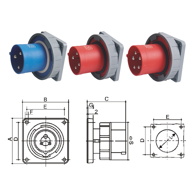 PHLTD Hochstrom-IP67-wasserdichter Industrie-Stecker und Steckdose, 3-adrig, 4-adrig, 5-adrig, 63 A, 125 A, verdeckter Stecker, 380–415 V, massives Messing, Größentabelle