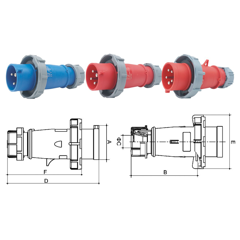 PHLTD Hochstrom IP67 wasserdichter Industriestecker und Buchse 3-polig 4-polig 5-polig 16A3A männliche und weibliche Luftfahrtstecker-Größentabelle-