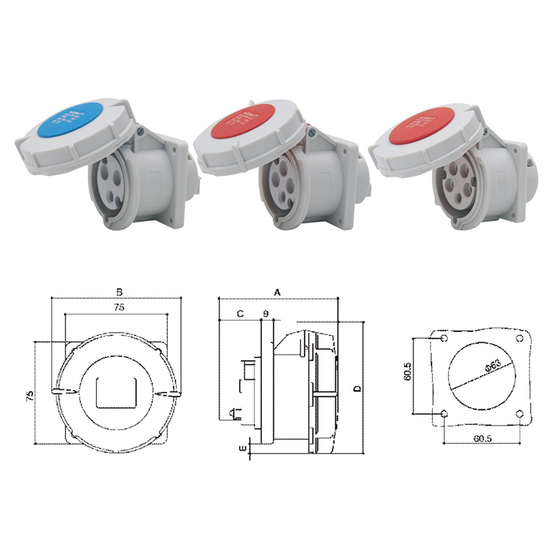 PHLTD Hochstrom IP67 wasserdichter Industriestecker und Steckdose 3-adrig 4-adrig 5-adrig 16A32A verdeckter gerader Sitz 220-415V Größentabelle-