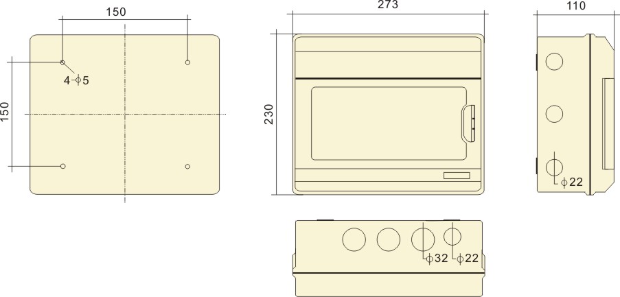 PHLTD IP66 im Freien regendichter PC flammhemmender oberflächenmontierter Verteilerkasten Luftschalter Schutzkasten PC-12 Schaltungsgrößendiagramm-