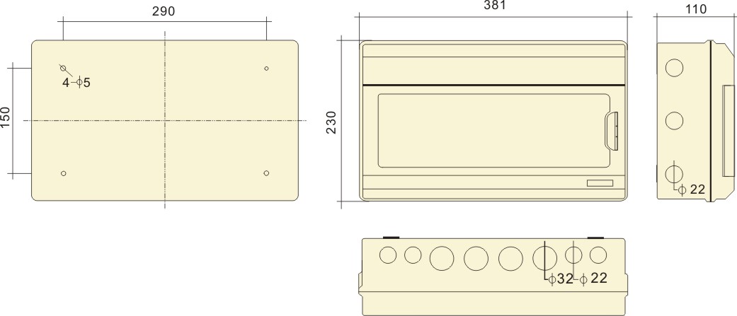 PHLTD IP66 im Freien regendichter PC flammhemmender oberflächenmontierter Verteilerkasten Luftschalter Schutzkasten PC-18 Schaltplan-