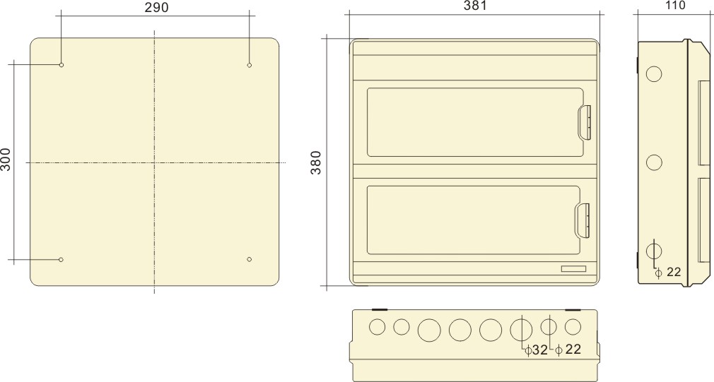 PHLTD IP66 im Freien regendichter PC flammhemmender oberflächenmontierter Verteilerkasten Luftschalter Schutzkasten PC-36 Schaltungsgrößendiagramm-