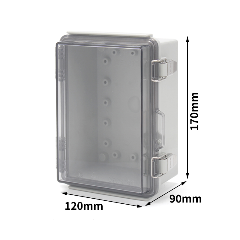 PHLTD Scharnierschnalle wasserdichte Box BG Edelstahlschnalle ABS-Kunststoff Außenüberwachungsverteilerkasten 170x120x90 transparente Version-