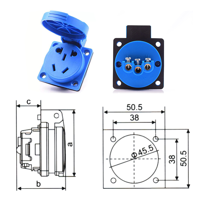 PHLTD neue nationale Norm Fünf-Loch IP54 wasserdichte Steckdose Fünf-Loch 10A-16A Spannung 220V-250V Größentabelle-