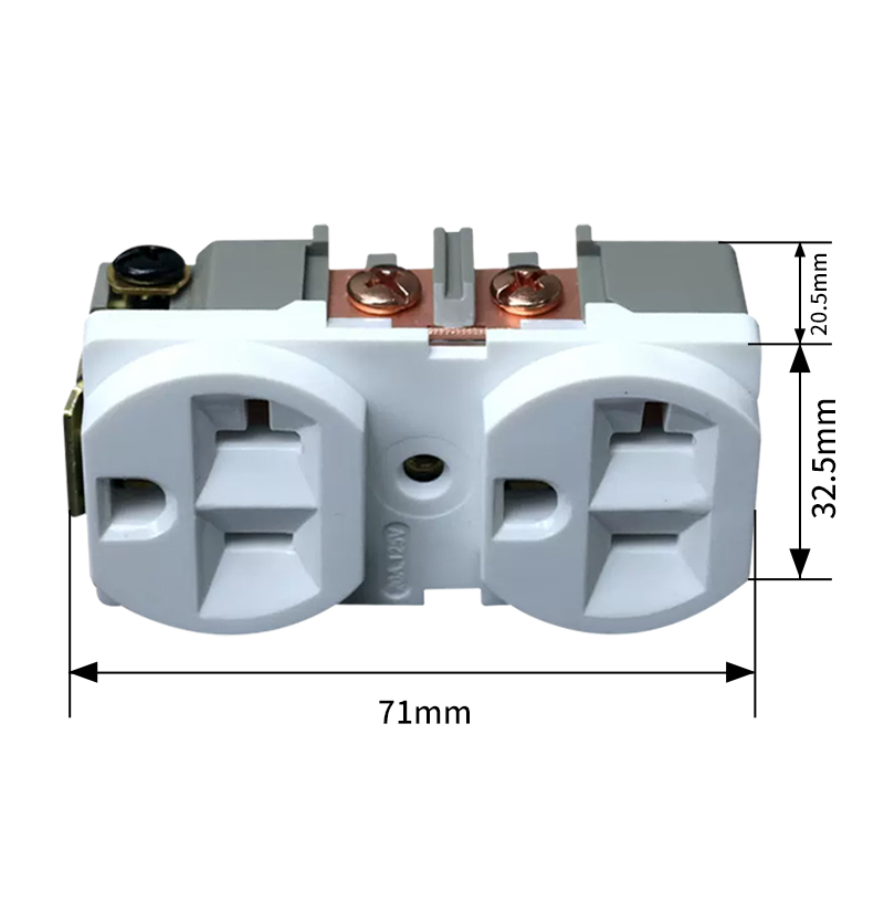 PHLTD verkupferter amerikanischer Buchsenkern für Audiophile, spezielles Einbaustecker-Größendiagramm nach amerikanischem Standard 71 x 32,5 x 20,5 mm-