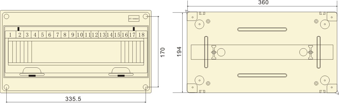 PHLTD wasserdichte Verteilerkasten Schalterkasten Leckschutz Oberflächenmontierte Kunststoff HT-18 Schaltung Luftschalter Box Größe 357x110x200-