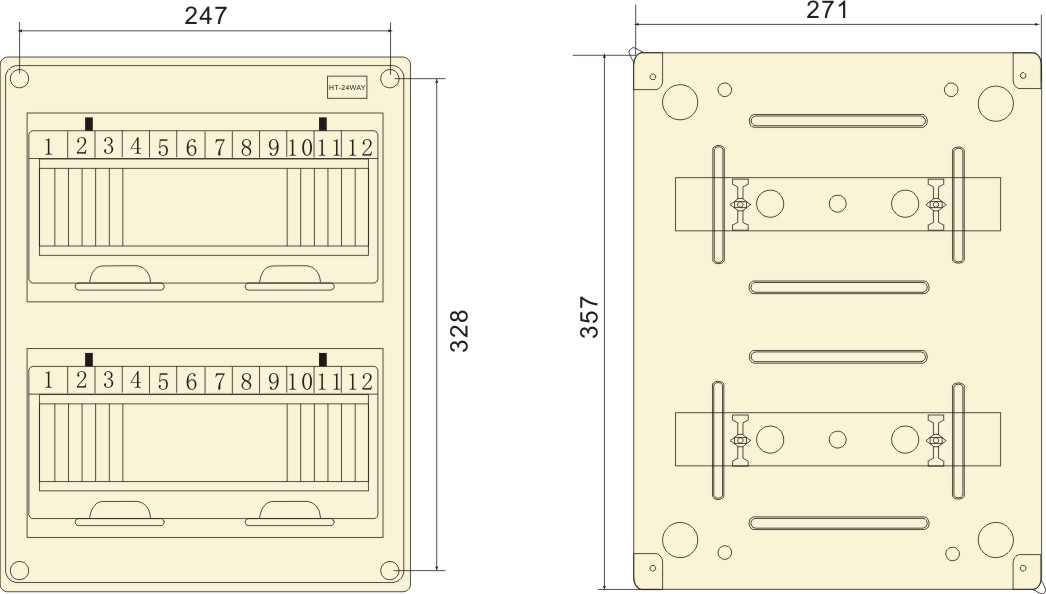 PHLTD wasserdichte Verteilerkasten Schalterkasten Leckschutz Oberflächenmontierte Kunststoff HT-24 Schaltung Luftschalter Box Größe 268x110x350-