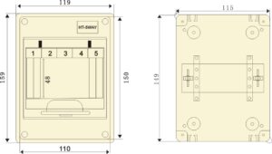 PHLTD HT-5 Wasserdichter oberflächenmontierter Kunststoff-Verteilerkasten mit Schalter, Größe 120x100x154mm