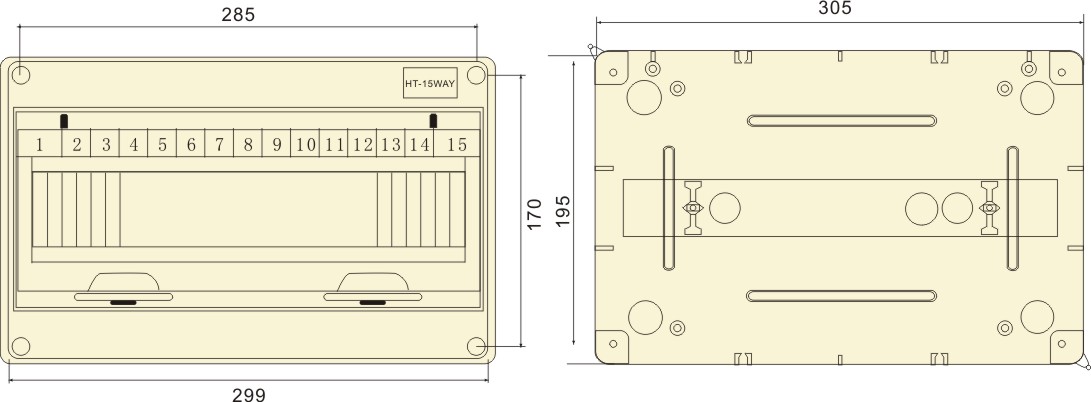 PHLTD wasserdichte Verteilerkasten-Schalterkasten Leckschutz-oberflächenmontierte Kunststoff HT-15 Schaltungskasten-Größe 302x110x197-