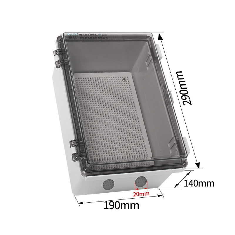 PHLTD wasserdichter Überwachungskasten für elektrische Instrumente im Freien mit Auslassloch, Kontrollbasiskasten, transparentes Modell, 290 x 190 x 140 mm-