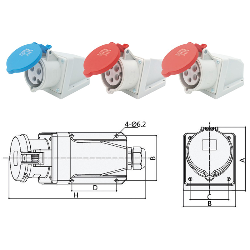 PHLTD wasserdichtes Netzteil, industrielle Wandsteckdose, 3-adrig, 4-adrig, 5-adrig, 16A32A, Größentabelle-