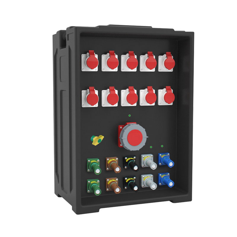 PHLTD große tragbare Bühnenlicht-Verteilerdose mit zehn IP44 Industrie-Steckern, einem IP67-Stecker und zehn Powerlock-Steckern